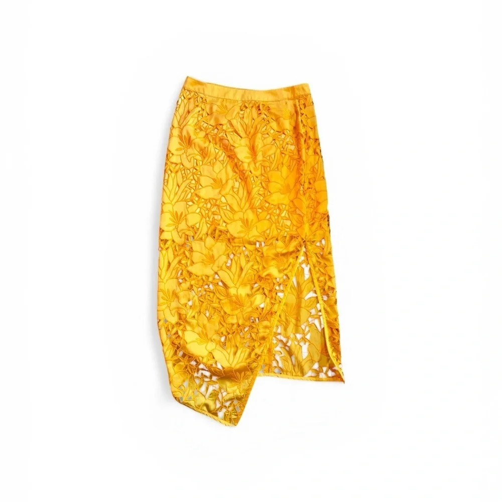 Ramy Brook ladies vibrant yellow bohemian midi skirt NWT MSRP $595 - Picture 2 of 9